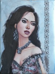 Beautiful Girl Paintings pearl Woman Portrait Hand Original Oil art Empowerment