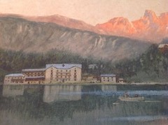 Antique Tyrolean Landscape Watercolor by Listed Italian Artist Eugenio Benvenuti