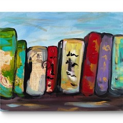 MY BOOKSHELF 11×14 Expressionistic CANVAS HER GRADUATION Painting Artwork
