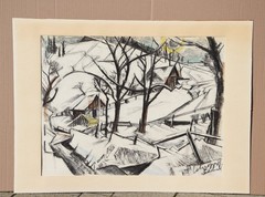 Karl Schropp 1899-1978 Heidelberg / Large Watercolour & Charcoal „Schonach“ Black Forest