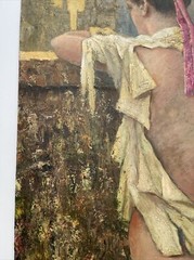 MID CENTURY PAINTING ABRUZZI VERY RARE LARGE Women PRETTY WOMAN FEMALE MODEL 36″