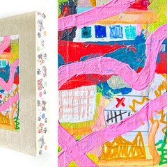Painting on Wood Color Bright Illustrative Original One of A Kind Pop Art 5×7