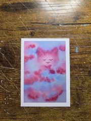 ACEO *Art Print Of an Original Watercolor Cat in the Clouds