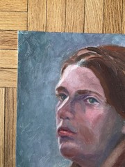 Vintage Portrait Acrylic Board Portrait Woman Long Hair 12×16 Peter Feldman