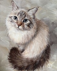 Cat Original Acrylic Painting Pet Portrait Animals 10×8 inches Ⓣ