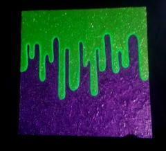 Blacklight Glow N Dark Glitter Painting On Canvas Purpl With Neon Green Glitter