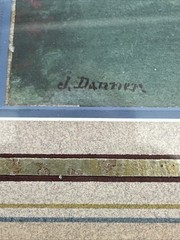 Antique Original Watercolor By Jean Danner 1868 -1939 Swiss Alps Inn Cafe