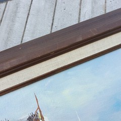 Fishing Boats Dock Harbor Oil Painting Framed Signed Brian Roche New England Vtg