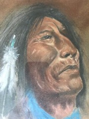 Original Pastel Portrait of Cheyenne Warrior by E Powers Rudy?