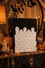 Halloween Decorations, Ghost Wall Art Hand Painted Painting, Unframed Spooky Gho