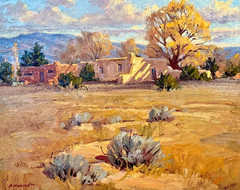 BILL WARDEN (AMERICAN,1927-1991)NEW MEXICO ADOBE HOME,OIL/CANVAS,SLL,FRAMED,MINT