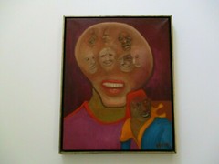 ROSEN VINTAGE PAINTING MODERNISM UNUSUAL SURREALISM EXPRESSIONISM HEAD FACE