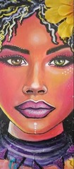 Original 14 x 11 Framed African American Woman Canvas Board Wall Painting