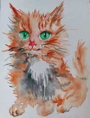 Original Ginger maine coon cat art painting,pet lover best gift,orange kitten