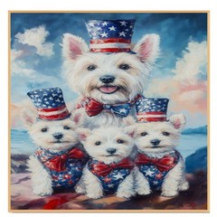 Patriotic Westie Dog Family Canvas Wall Art for Fourth of July