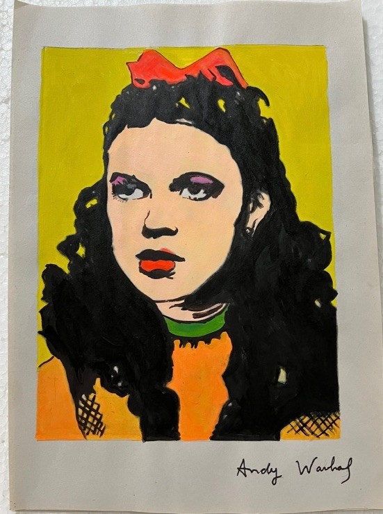 ANDY WARHOL ARTIST OIL PAINTING PAPER SIGNED.