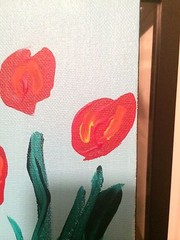 ORIGINAL ABSTRACT FLOWERS AND VASE PAINTING – New Original 4″ X 12″