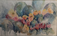 BLOOMING CACTI CACTUS SOUTHWEST WATERCOLOR PAINTING Matted Signed (Moving Sale)