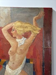 MID CENTURY PAINTING NUDE WOMAN WOMEN FEMALE MODEL VINTAGE EXPRESSIONIST LARGE
