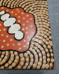 AUTHENTIC AUSTRALIAN ULURU ABORIGINAL DOT PAINTING ON WOOD SIGNED. C 2008