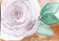 Single Pastel Pink Rose Bloom Vibrant Watercolor Impressionist 5×7 Painting.