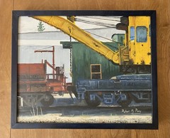 Robert Perry Train Oil Painting Fine Art Framed Signed 2000 St. Maries Idaho