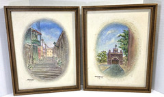 Berros Puerto Rico Acrylic Painting Textured on Canvas Lot of 2 Vintage ’80s