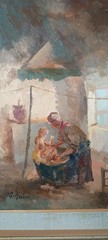 INTERIOR oil on panel painting by GUIDO GUIDI, 1940s/50s