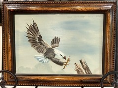 Sid Garrett Signed Bald Eagle Painting Framed Original #18 8×6 Wildlife Art