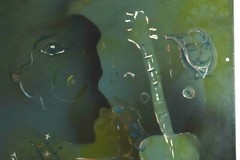 COOL Vintage J. CAMACHO Surrealism Abstract Oil Painting On Advertising Board