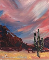 Desert Cactus Sunset Original Acrylic Painting 11×14 Signed Canvas Art