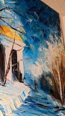 AFREMOV – ORIGINAL OIL ON CANVAS PAINTING 2014 – PARK IN WINTER SNOWFALL