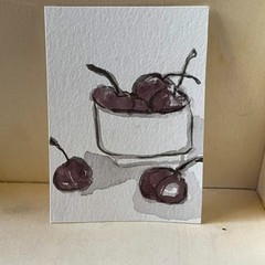 ACEO Original Art Card 2.5 x 3.5 Watercolor mini painting still life