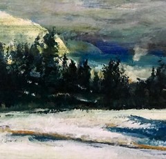 Aspen Colorado Ski Country 12×16 in. Acrylic on panel by Hall Groat II
