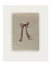 ACEO Original Painting Art Card, Mixed Media Line Drawing Pale Pink Bow Painting