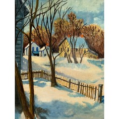 Vintage Winter Village Oil Painting Signed 1965 Framed Church Snow Scene Art