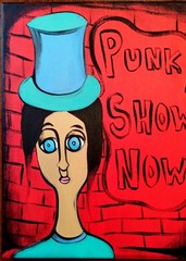 PUNK SHOW NOW RED EXPRESSIONISM PAINTING STRETCHED CANVAS..11 X 14 BY: JORDO