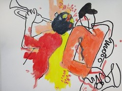 Expressionism/Abstract 11 x 14 Jazz Club Signed Colorful Street Art Painting