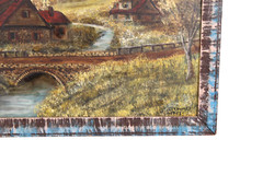 Vintage Homestead Oil Painting On Masonite Joseph Charles Frumes 1983