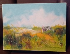 Oil Painting „Beach House“ Debby Shampoe Virginia Beach artist signed 12×9