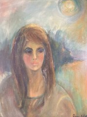 Vintage Original Oil Painting Female Portrait -1970’s California -Signed
