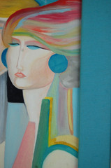 Vintage 1994 Signed Esther Original Pop Art Deco Style Couple Oil Painting 12X16