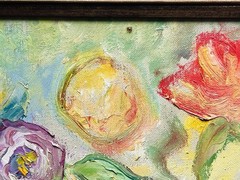 Mid Century Modern Original Floral Flower Garden Oil Painting Signed Meisels