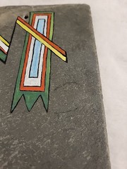 Vintage Carole Sandrock Oil on Slate Eagle Dancer Black Foot Tribe 12″ x 10″