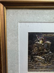 Peter Zoudis St George Fine Silver 999+ 24k Gold Relief Icon Framed Ruby COA