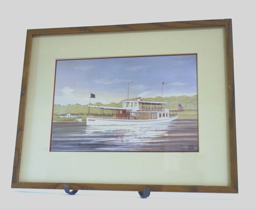Framed Watercolor Painting Steam Boat „Louise“ 1982 Ted Brennan