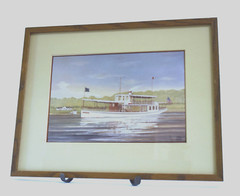 Framed Watercolor Painting Steam Boat „Louise“ 1982 Ted Brennan