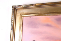 Vintage Colorful Seascape Oil Painting Signed Gest Ornate Frame