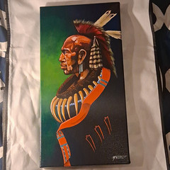 James D Tsoodle Signed Original Native American Man Portrait Canvas