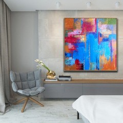 Large Oversize Painting Office Painting Colorful Painting Blue Painting Abstract